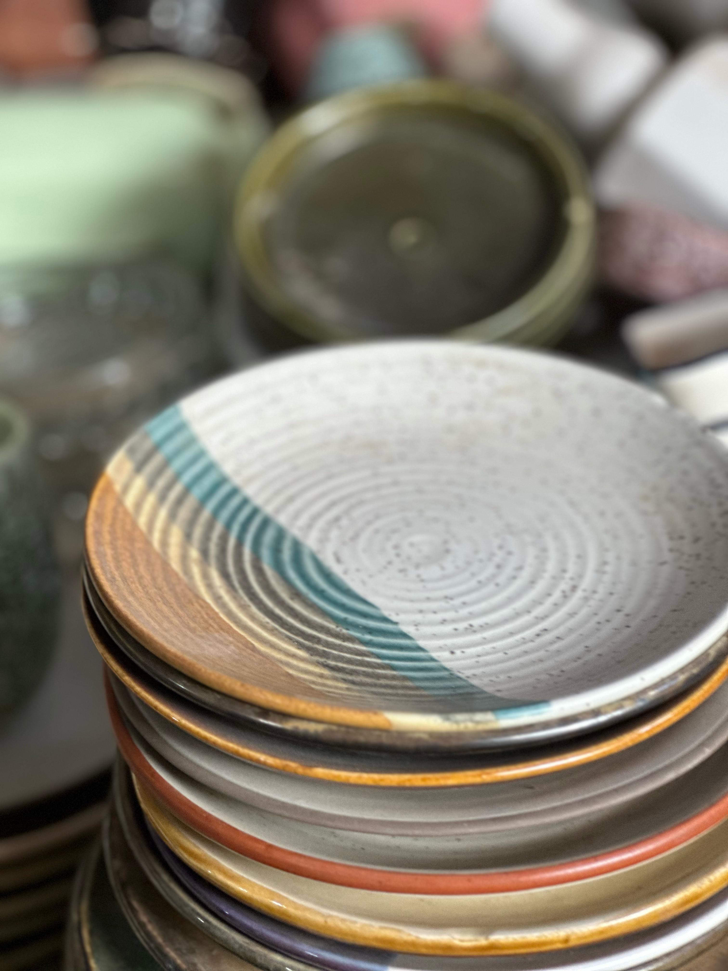 Earth-Toned Textured Ceramic Dinner Plates