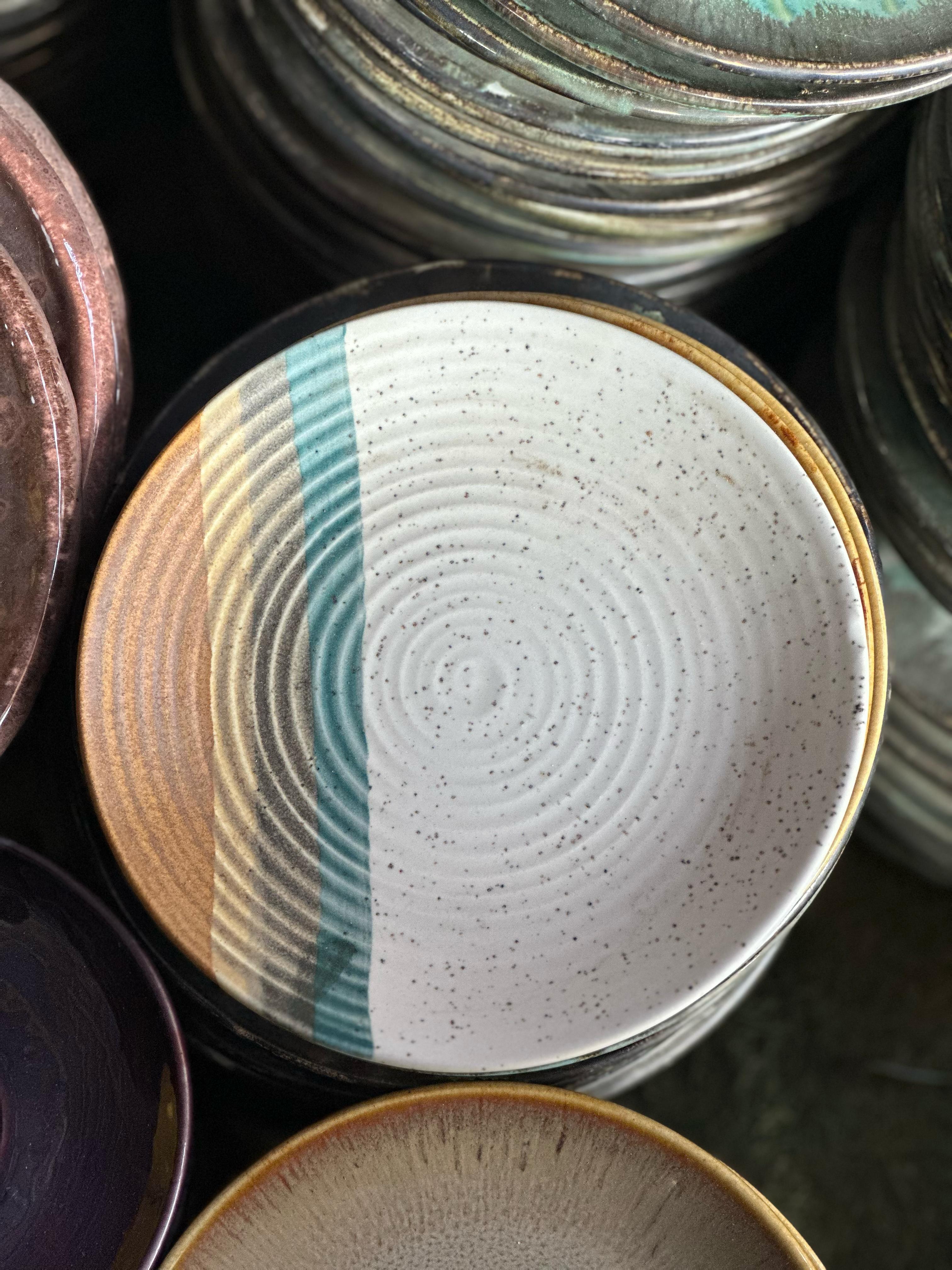 Earth-Toned Textured Ceramic Dinner Plates