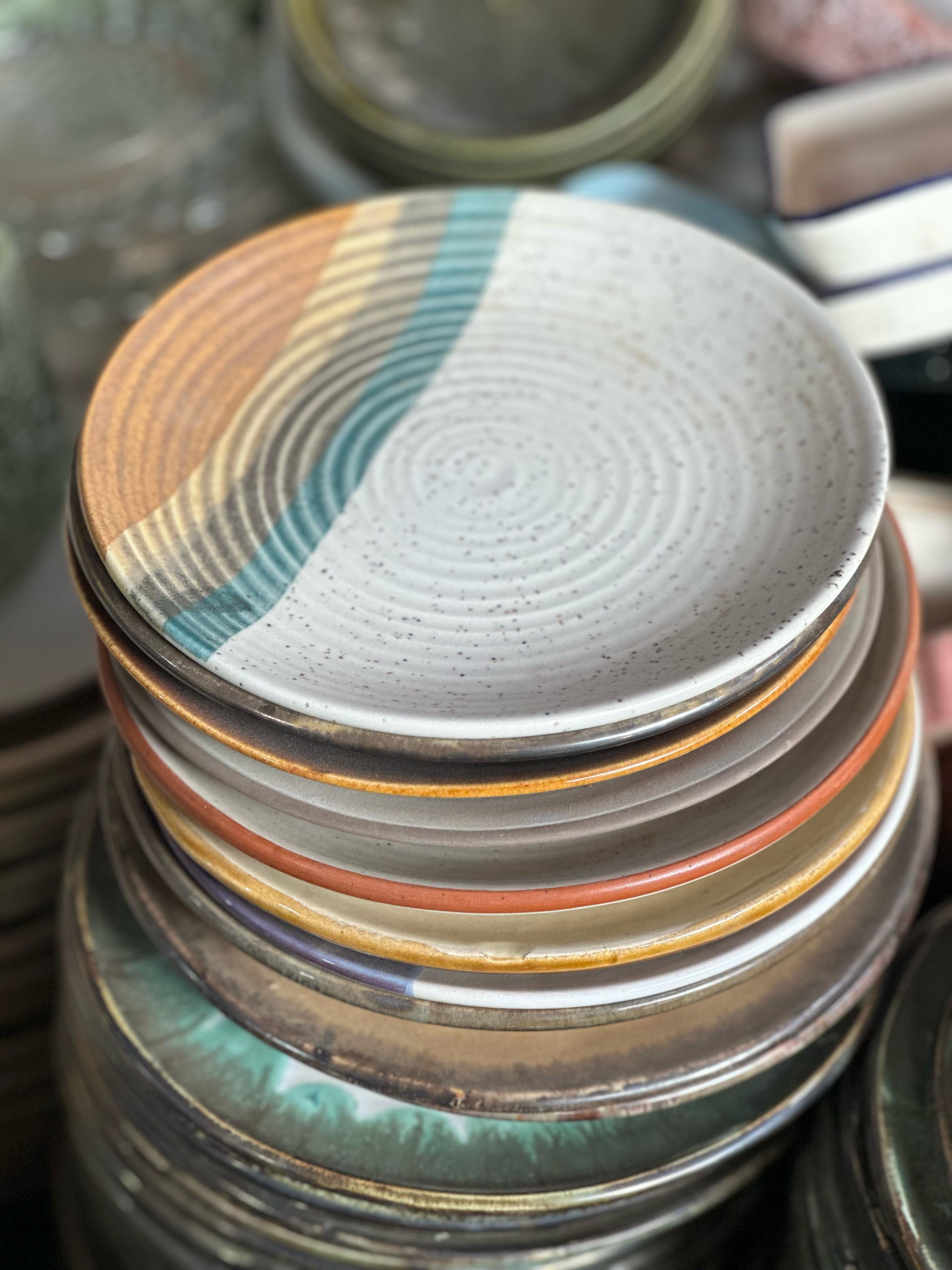 Earth-Toned Textured Ceramic Dinner Plates
