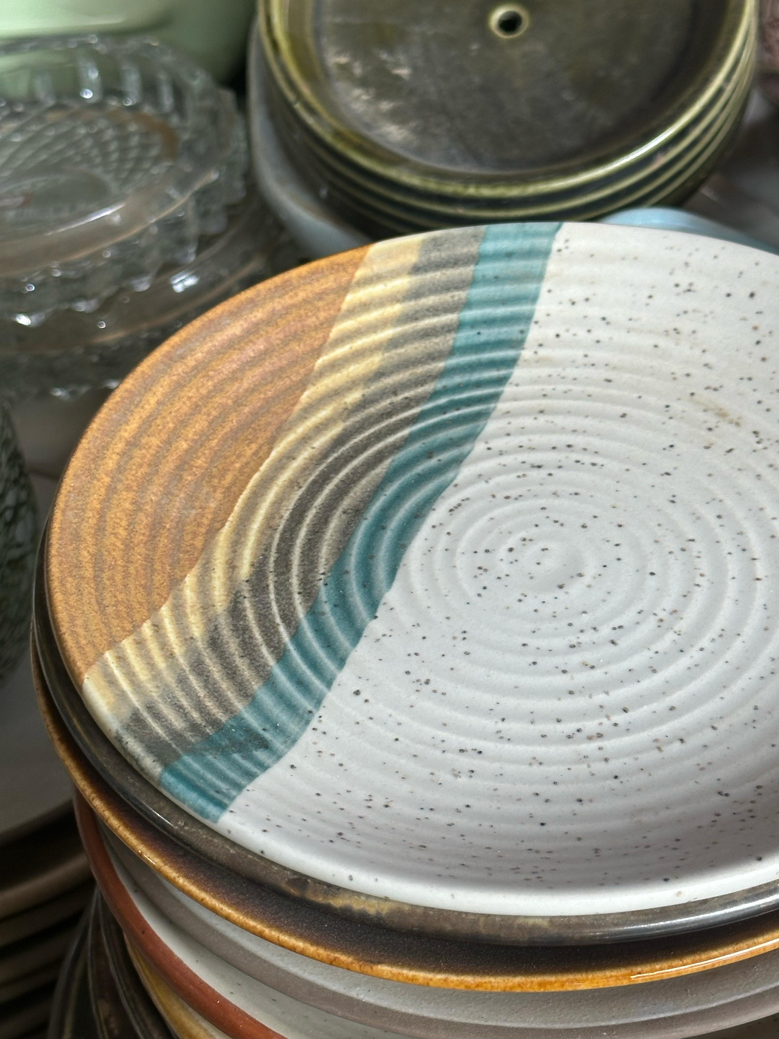 Earth-Toned Textured Ceramic Dinner Plates