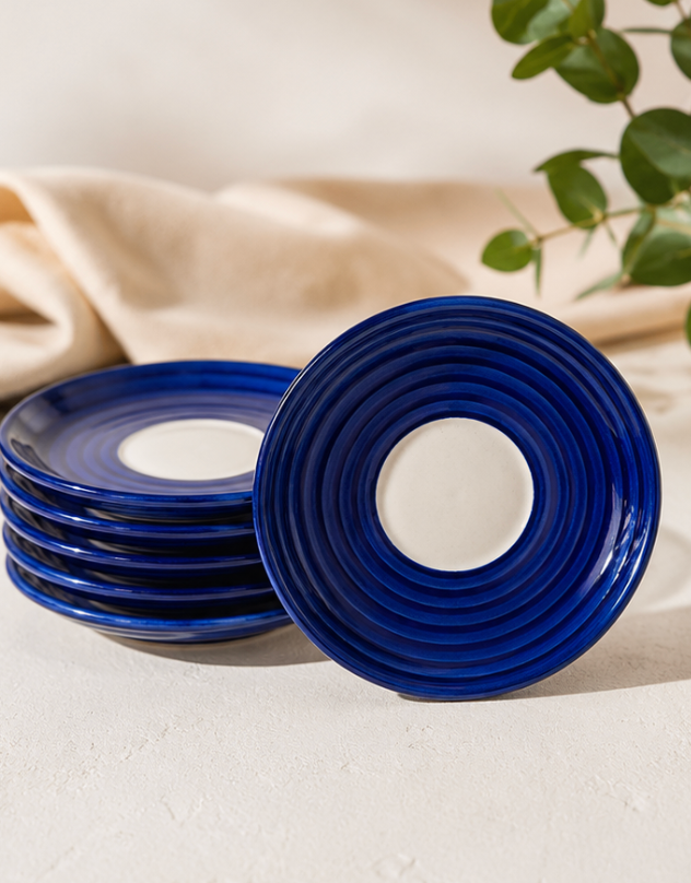 Blue Motif Ceramic Cup & Saucer Set - 12 piece