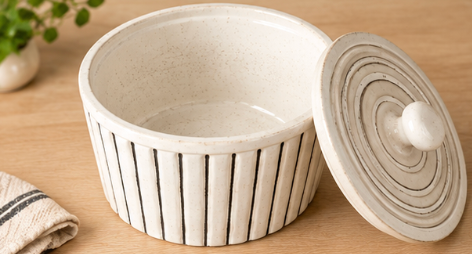 White ceramic hotcase with stand