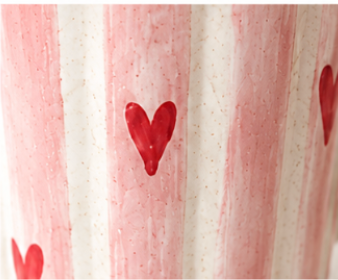 Pink Coffee Mug with Red Hearts